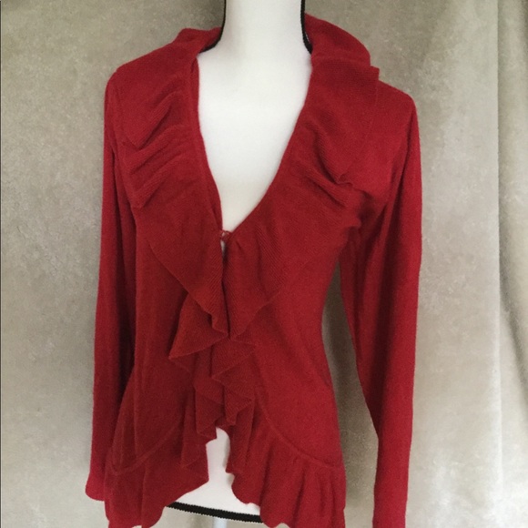 Denim 24/7 Sweaters - Cashmere high-low cardigan with ruffle trim